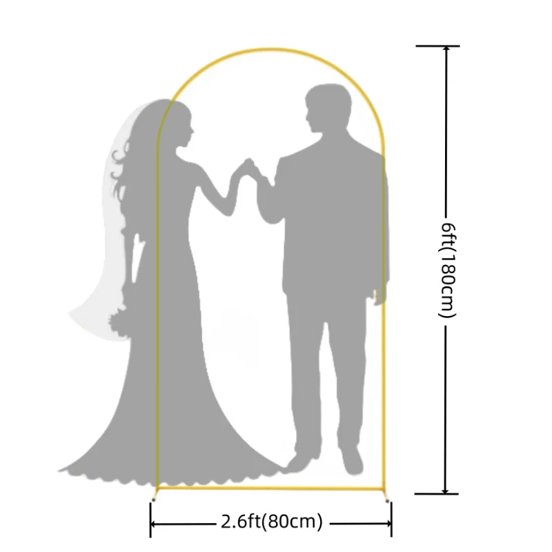5ft/6ft/6.6ft Golden Arch Background Metal Frame Wedding Event Decoration
