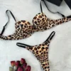 Comfortable Sexy Leopard Print Bra And Panty Set Gathered Underwear Set Briefs Ensemble Ensemble De Lingerie Sexy Et Confortable
