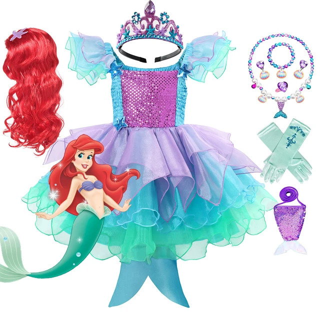 Fantasia de Sereia Infantil Ariel 2 a 10 Anos C/Cauda Azul (P - 2)