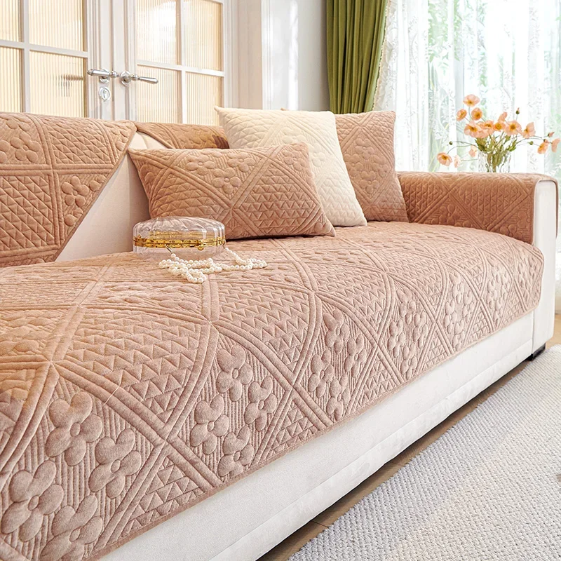 Floral Pattern Thicken Sofa Cover Universal Soft Velvet Sofa Cushion Non-slip Couch Towel Mat For Living Room Four Seasons 1PC sofa cover sofa cushion sofa towel