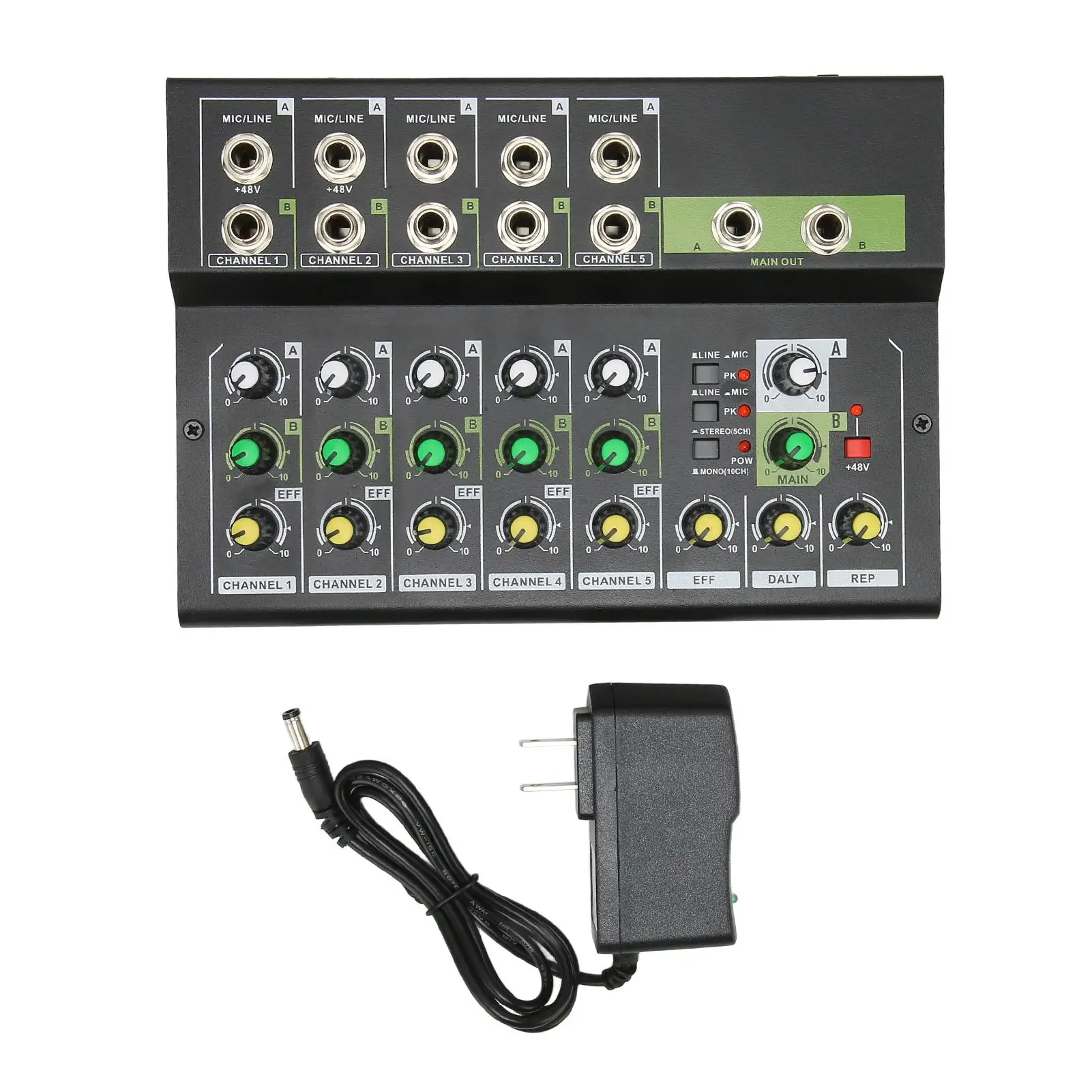 

10 Channel Stereo Compact Studio Mixer Board with Knob Adjustment, Low Noise, Plug and Play - 100‑240V, 4.0 Digital Effect