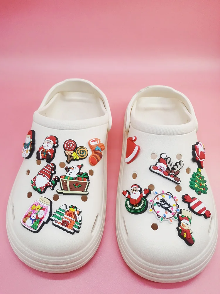 Kawaii Christmas Croc Shoes Charms Diy Combination PVC Buckle Decor Funny Women Clog Shoes Decoration Croc Accessories For Kids
