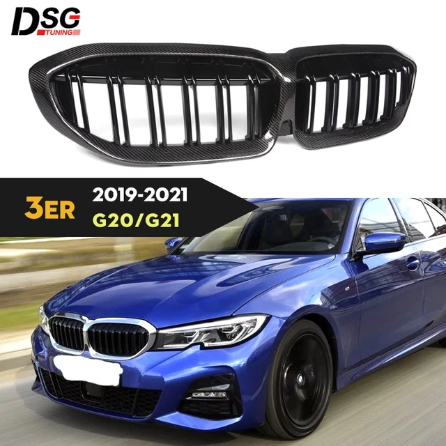 Vordere Stoßstange Motorhaube Nieren gitter trockene Kohle faser Dual Line  Sport Renn grill für BMW 3er G20 Limousine G21 Wagen 2014-2018 - AliExpress