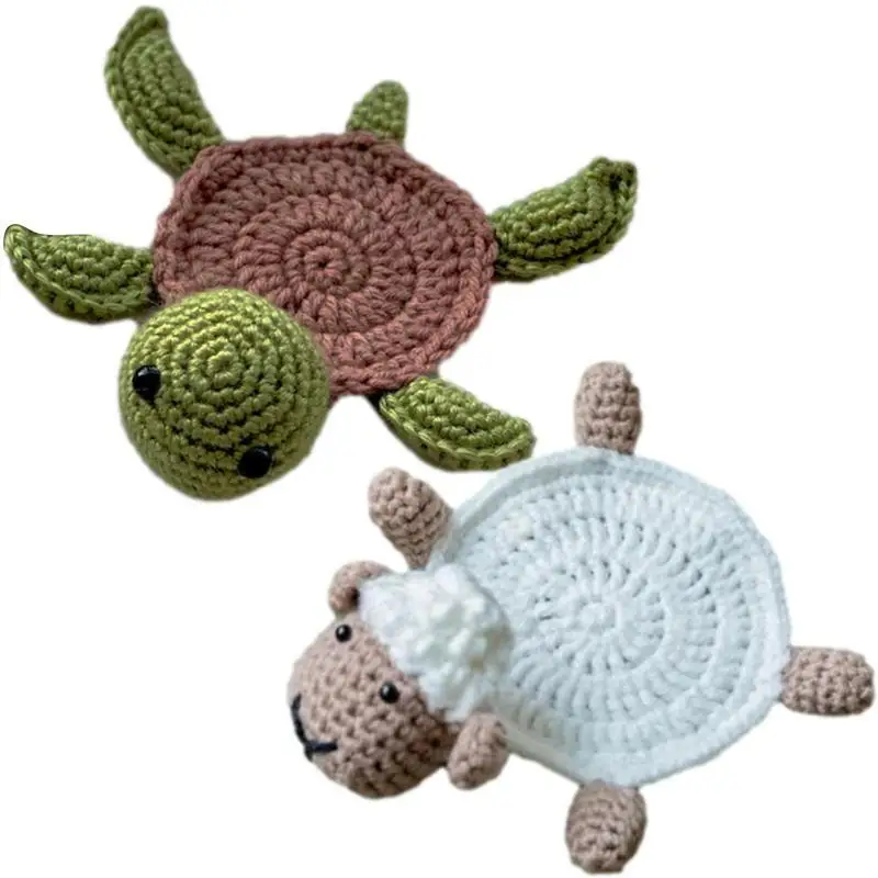 

Portable Woven Drinks Coasters Cute Animal Shape Crochet Mat Multipurpose Anti Slip Tableware Bowl Pads For Kitchen Drink Cup