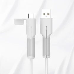 Silicone Multi - Device Charger Cord Protector with Cable Winder (White USB A to C)