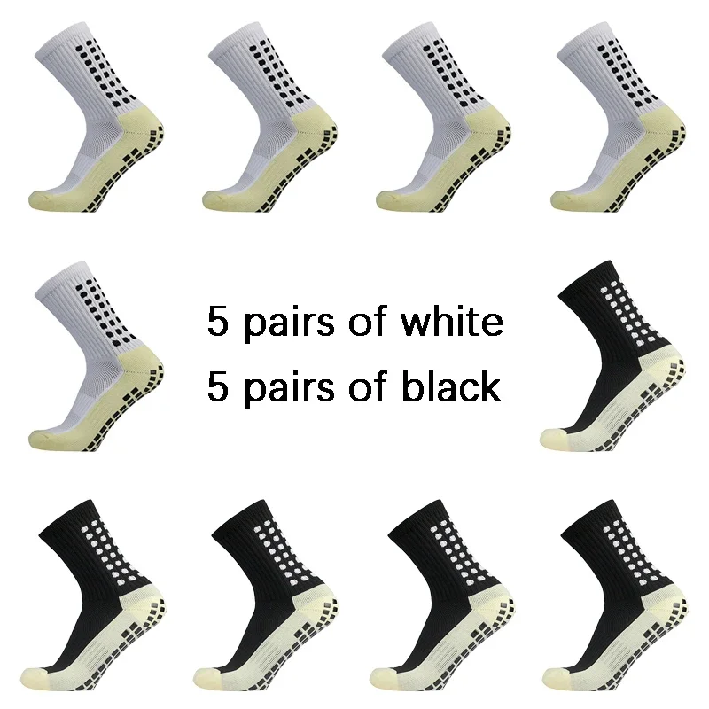Men Womens Football Socks Cotton Square Silicone Suction Cup Grip Anti Slip Soccer Sports Rugby Socks Tennis 10 Pairs/lot