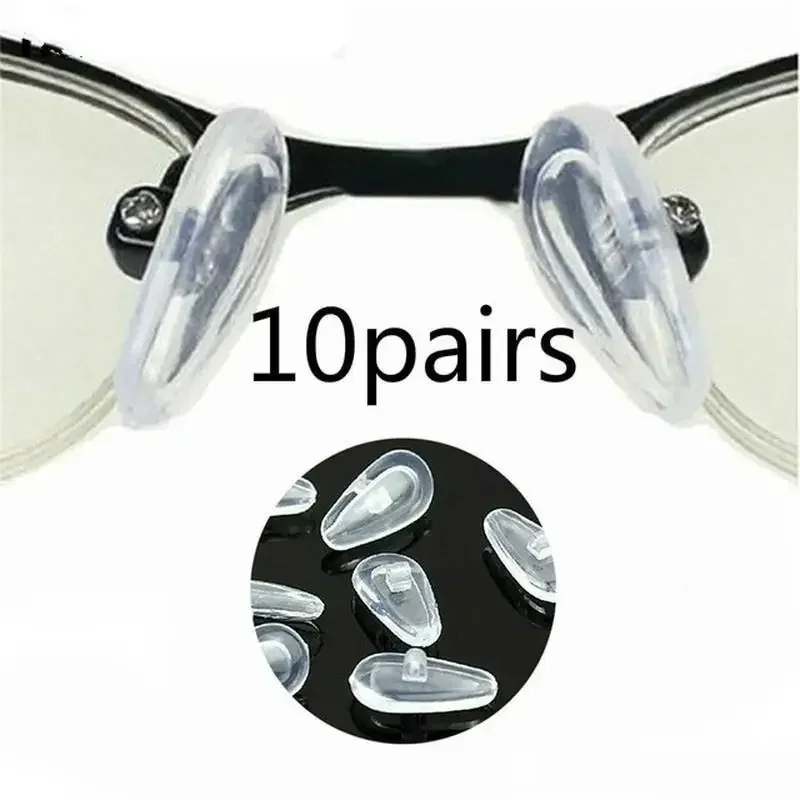 10 Pairs of Glasses Nose Pads Screw-in Soft Oval Silicone Air Chamber Glasses Non-slip Nose Pads