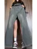 American style trendy men and women retro personality high street straight leg jeans micro flared pants loose casual pants y2k 1