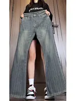 American style trendy men and women retro personality high street straight leg jeans micro flared pants loose casual pants y2k 1