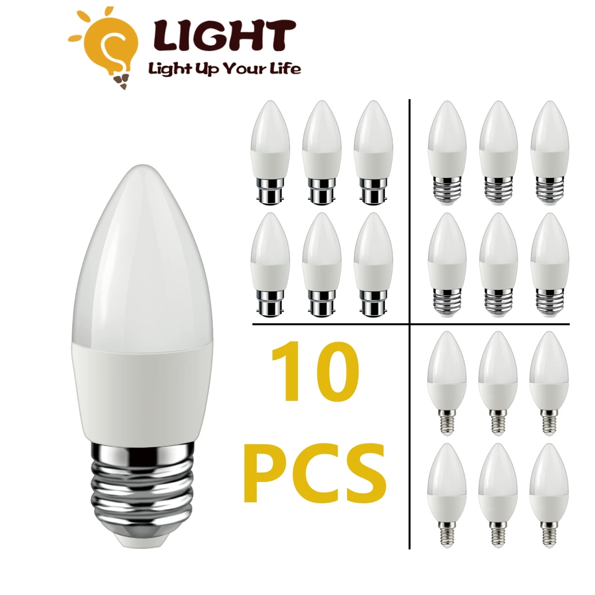 Candle Bulb E14, dimmable, frosted, 3 pcs 
