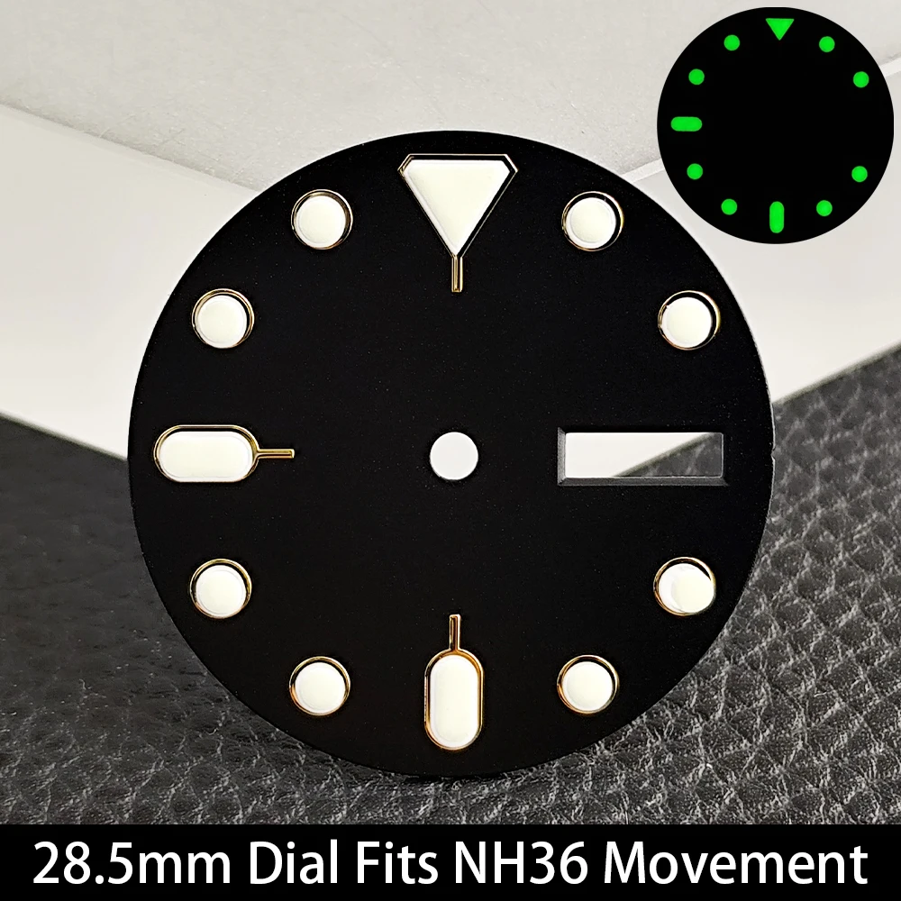 Green Luminous Mechanical Watch Dial - 28.5mm
