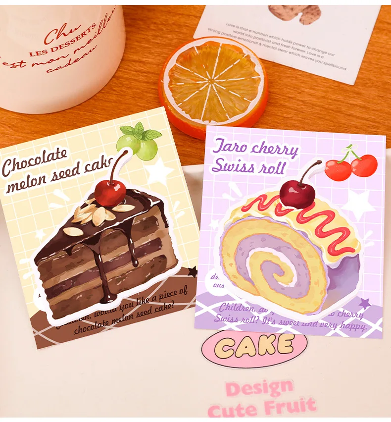 Niedliche Kuchen-Haftnotizen für Schüler, Klebende Notizblöcke, Mehrfach Verwendbar, Abnehmbare Schreibwaren, Geschenk für Journaling & Tägliche Notizen – Detail 12