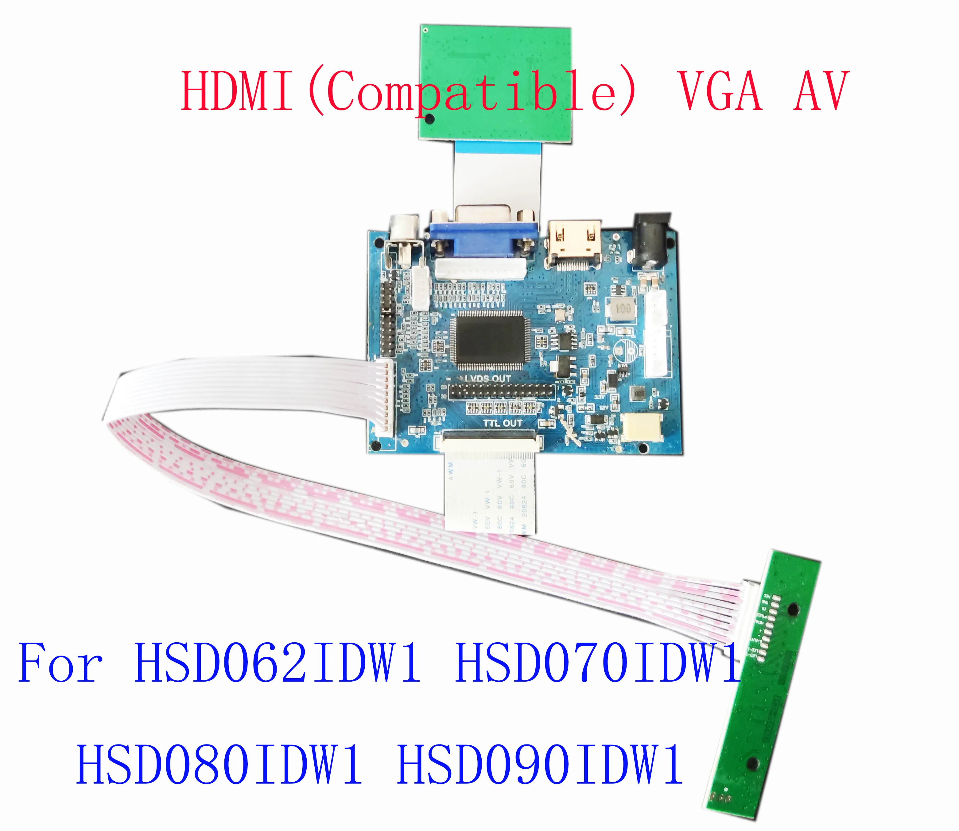 

Плата драйвера, совместимая с HDMI, TTL 800*480 специально разработанная для HSD062IDW1 HSD070IDW1 HSD080IDW1 HSD090IDW1 VGA AV DC 12V