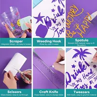 HTVRONT 5/6 Pcs Craft Weeding Basic Tools Set for Vinyl Scraper Silhouette Cameo Tool DIY Craft Kit 3