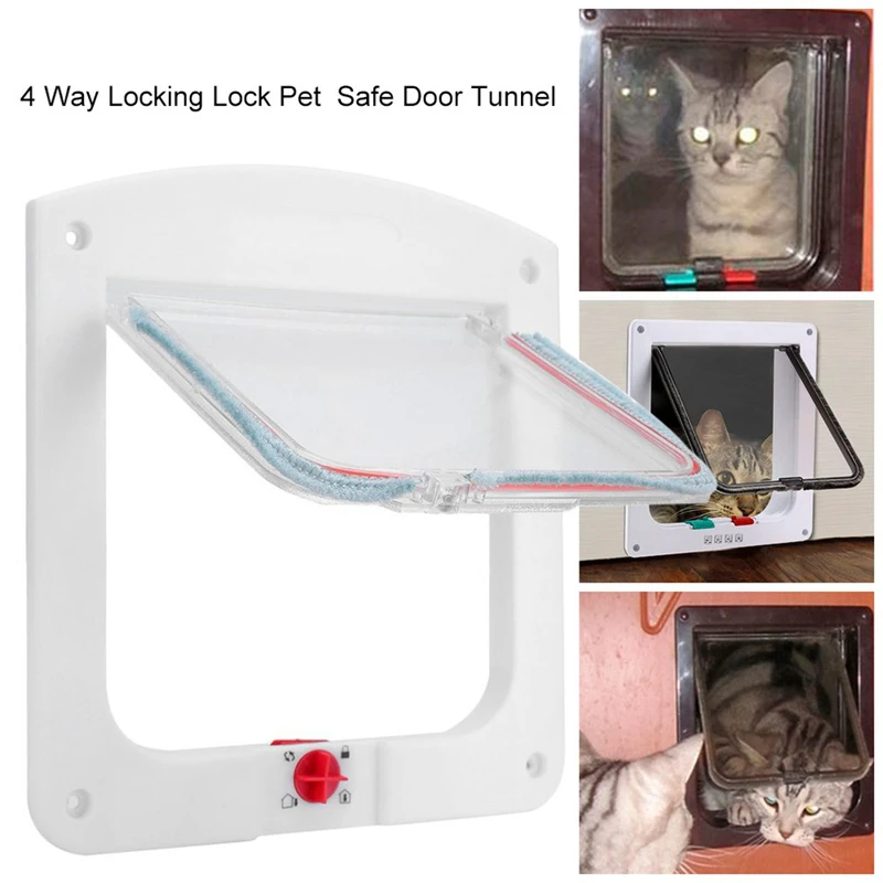 Pet Door Safe Lockable Magnetic Screen Outdoor Window 4 Way Locking Gate House Enter Freely