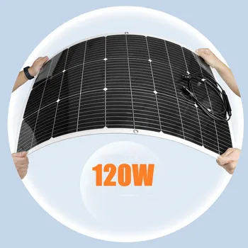 PowMr 120W Flexible Solar Panel 12v Solar Battery Charger Photovoltaic System Solar Cells Camping Home Car Boat RV Power Supply