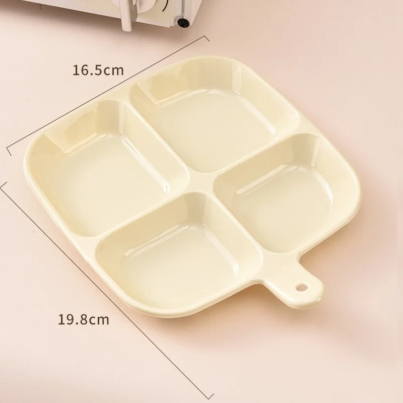 Divided Plates Anti-Scalding Fruit Plate 4 Compartment Food Dinner Plate Tray Multifunctional Divided Serving Tray With Lid