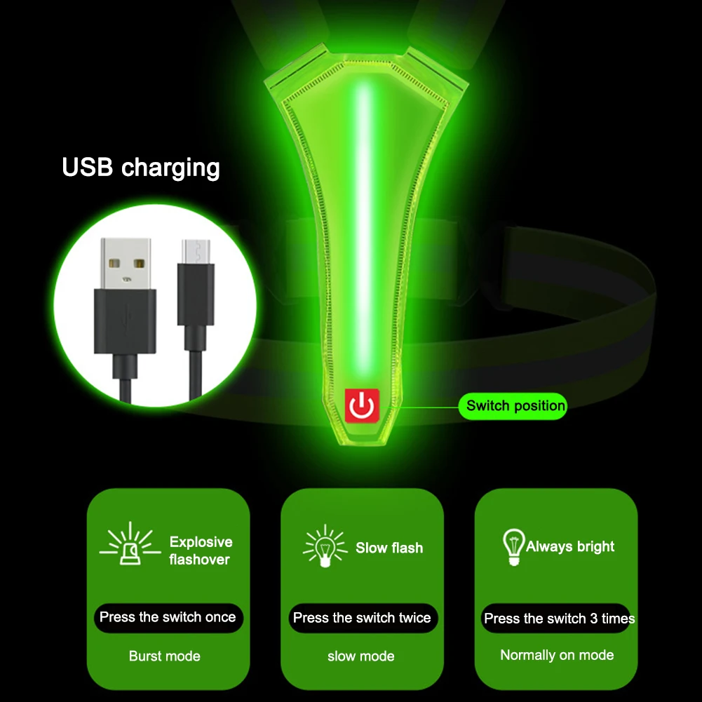 LED 러닝 조끼 USB 충전식 반사 발광 스트랩 야간 작업 안전 조끼 자전거 타기 반사 의류