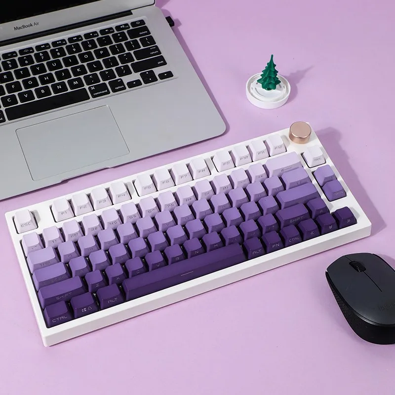 109Keys/Set Purple Lilacs Side Engraved Translucent Keycaps OEM Height