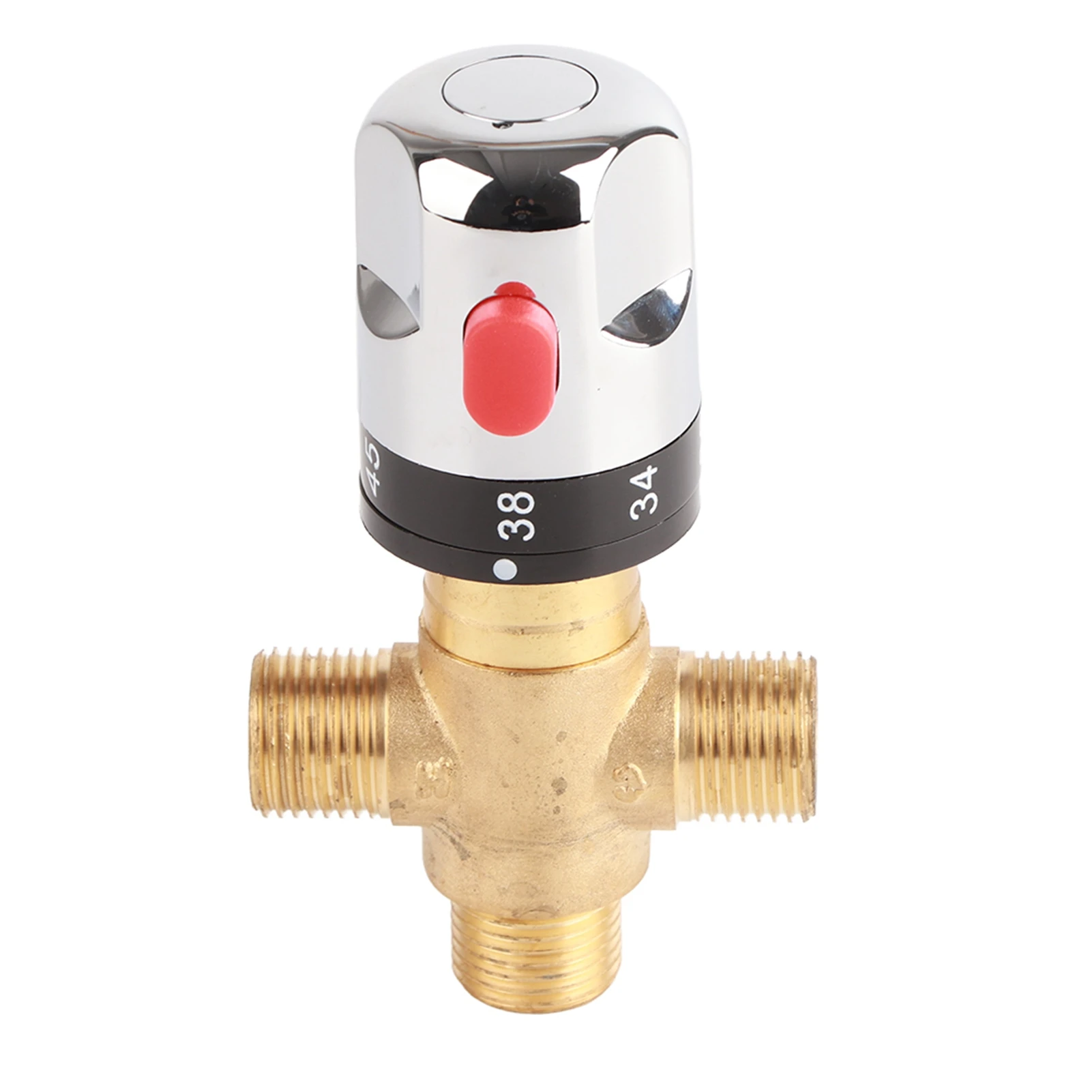 

Brass Thermostatic Mixing Valve Water Temperature Pipe Basin Thermostat Control Bathroom Accessories