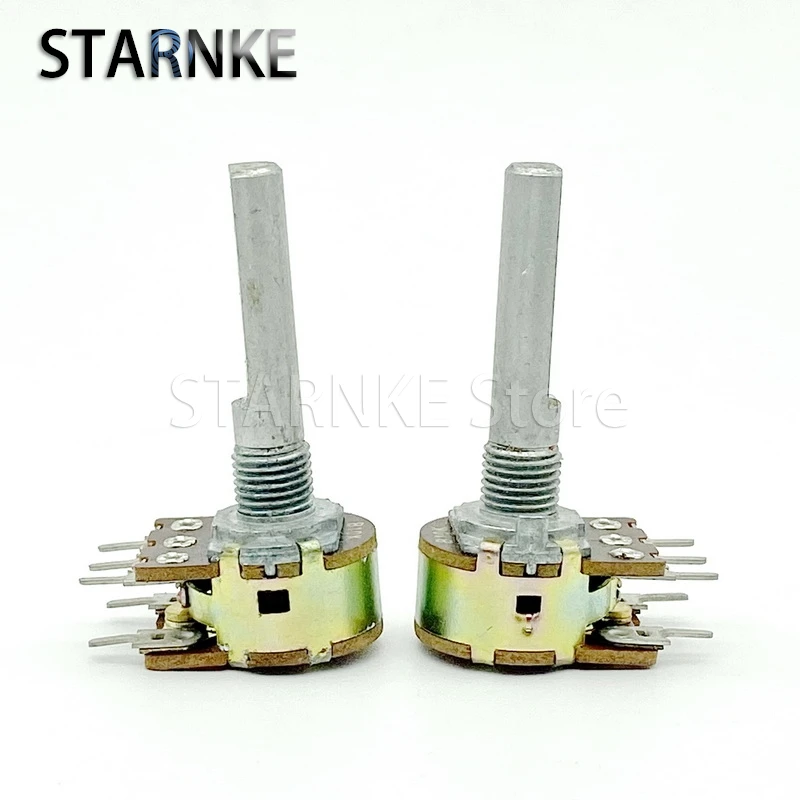 2PCS 16 Type B10K Single-link 5-Pin Audio Speaker Volume Potentiometer With Switch 10-point step-by-step 30mm Handle