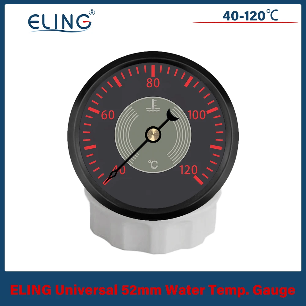 ELING 52mm (2'') 수온계 온도계 40-120 ℃ 빨간색 노란색 백라이트 12V 24V를 갖춘 오토바이 자동차 트럭 선박용 신호등