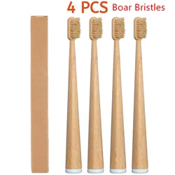 Eco - Friendly Bamboo Toothbrush Set with Natural Bristles - 4 Pack (4PCS)