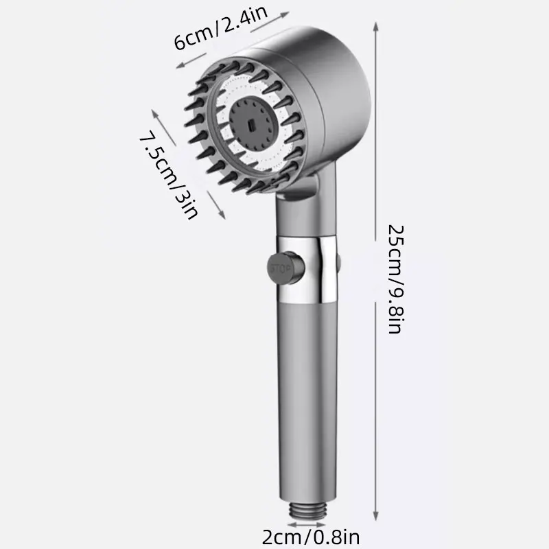 High-pressure Shower Head Adjustable 3-mode Spray with Massage Brush Filter Rain Showerheads Bathroom Shower Faucet Accessories