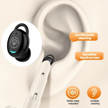 Apparecchi acustici Amplificatore audio wireless Bluetooth 5.3 Mini auricolari invisibili Cuffie con cancellazione del rumore per auricolari anziani