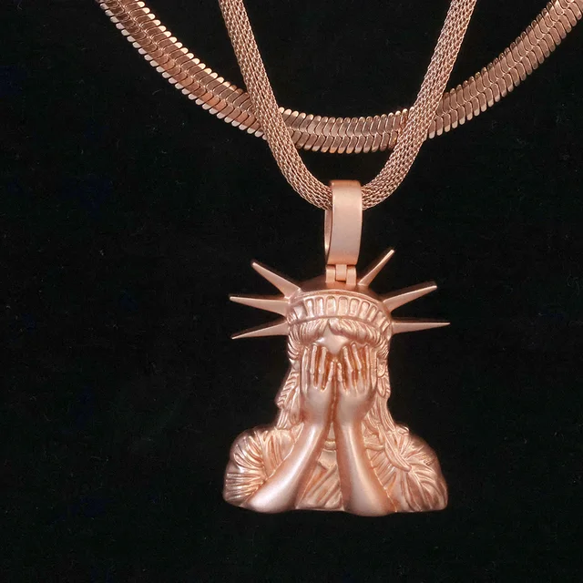 ESKEEM Custom 45mm Pendant Rose Gold Plated Hip Hop Necklace Personalized Goddess Charm Jewelry Gift for Women Men