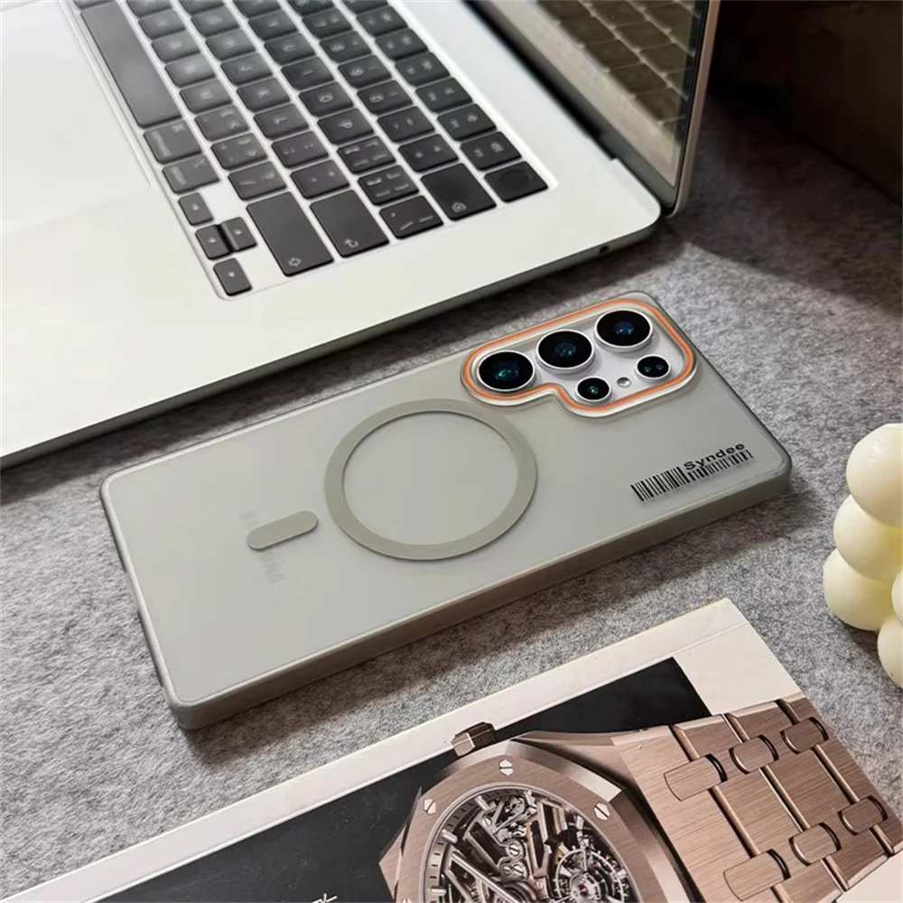 Luxury Matte Translucent Magnetic Wireless Charging Case with Barcode Hard Cover