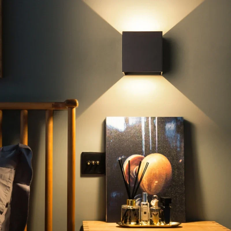 야외용 LED 심플 큐브 벽 조명, 유도 벽 램프, 정원 복도 차고 베란다 조명, 외관 램프