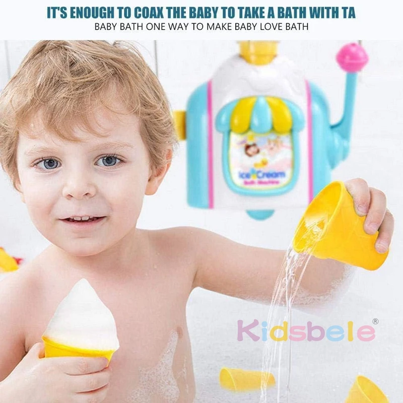 Toddler Ice Cream Maker Bubble Foam Play Machine Powerful Suction Delicate Ice Cream Foam Machine Car Bath Toys 2