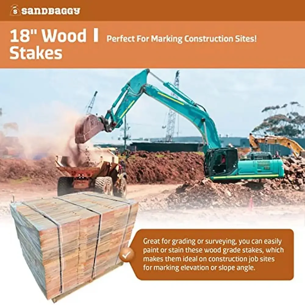 Wooden Grading Stakes 18" Surveying Construction Concrete Form 300-Pack Douglas Fir Made in USA