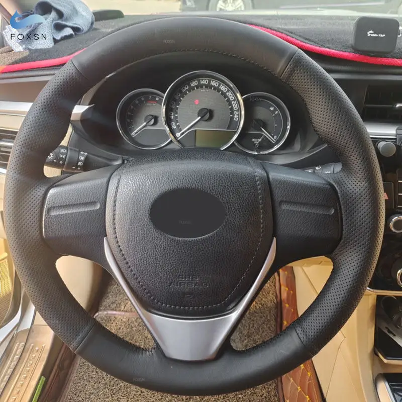 

Car Braid Steering Wheel Cover For Toyota E'Z RAV4 2013 2014 Corolla iM 2017 Auris Scion iM 2016 Perforated Microfiber Leather