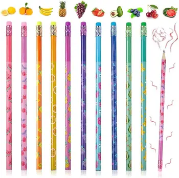 30 Matite Profumate per Bambini, Matite HB Ispirazionali con Gomme, Matite in Legno Colorate e Divertenti a Forma di Frutta