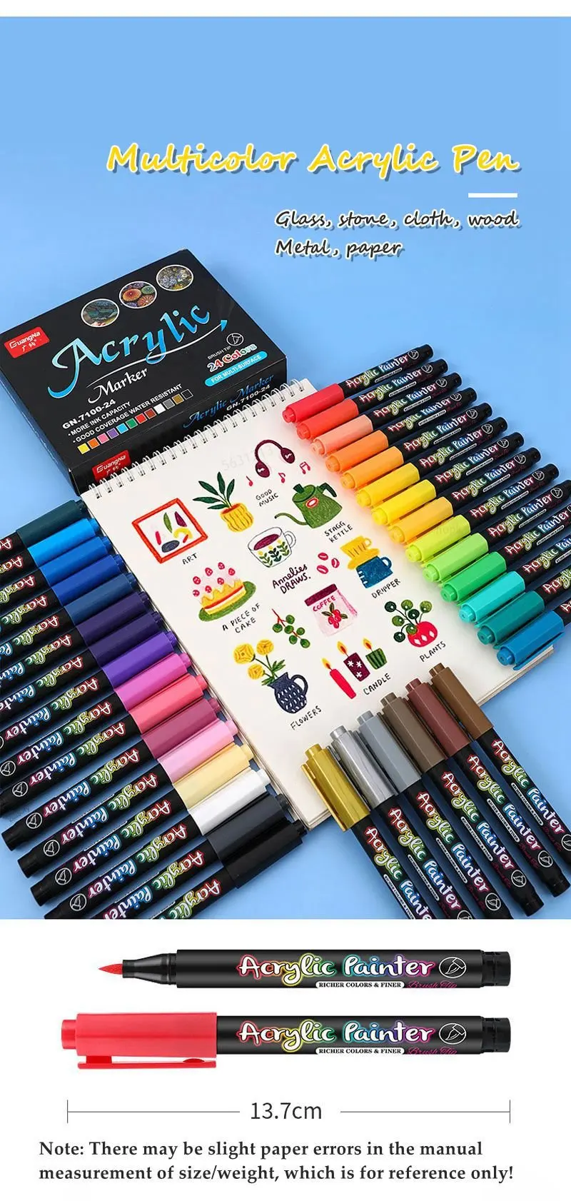 Mont Marte-Stylos à Peinture Acrylique à Pointe Biseautée Large Set De 4 Stylos à Peinture Acrylique Marqueurs D'artiste