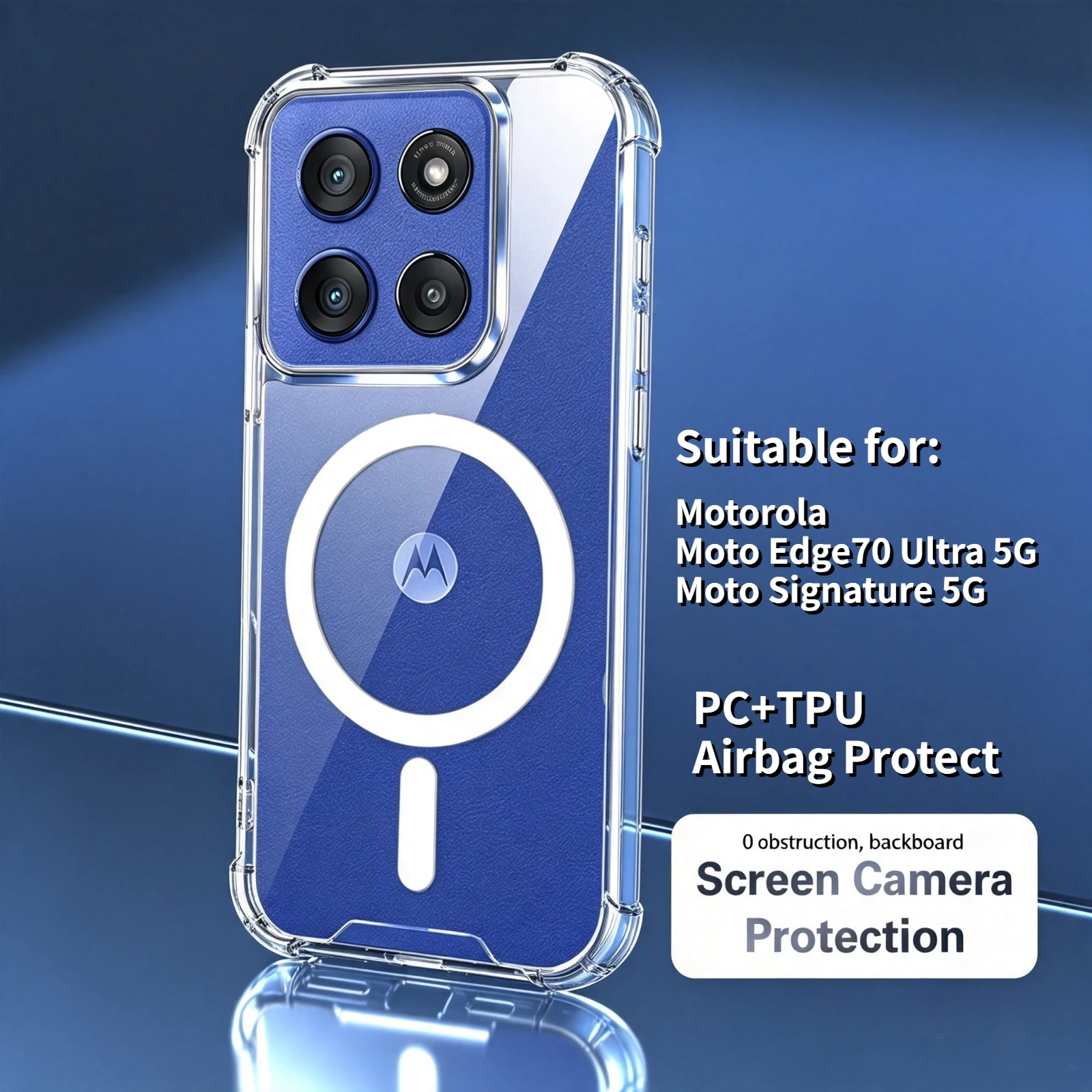 Anti-Yellowing Clear PC Magnetic Case with Airbag Shockproof Protection