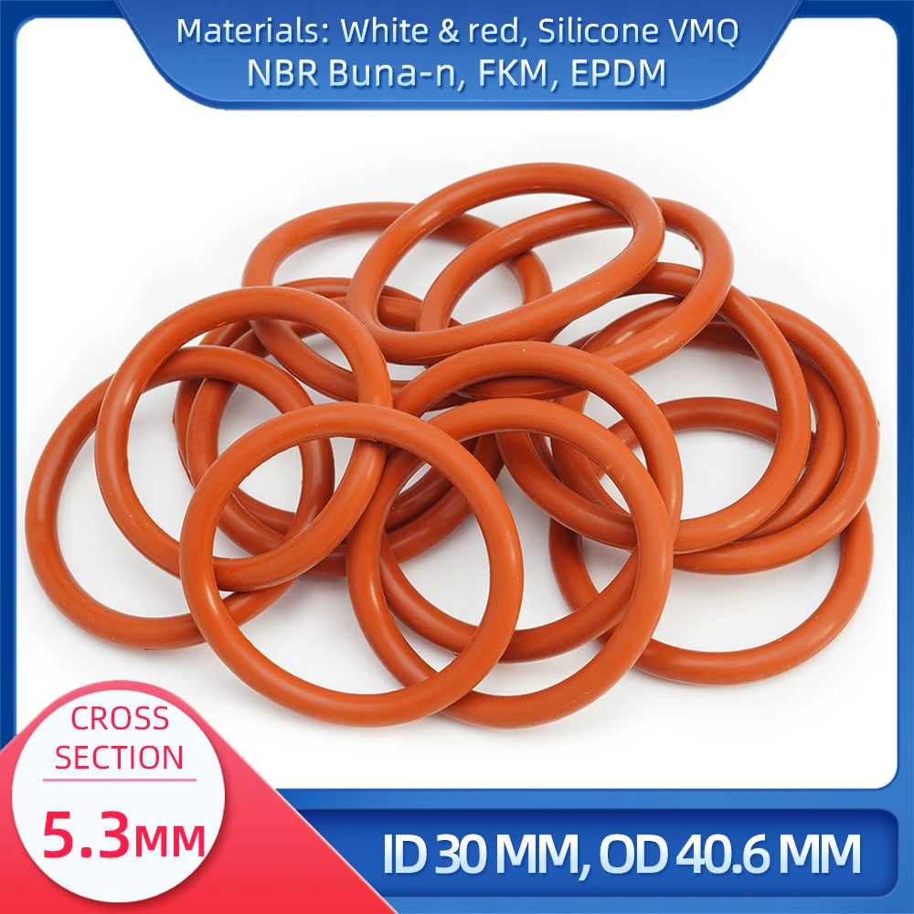 

O Ring CS 5.3 mm ID 30 mm OD 40.6 mm Material With Silicone VMQ NBR FKM EPDM ORing Seal Gask