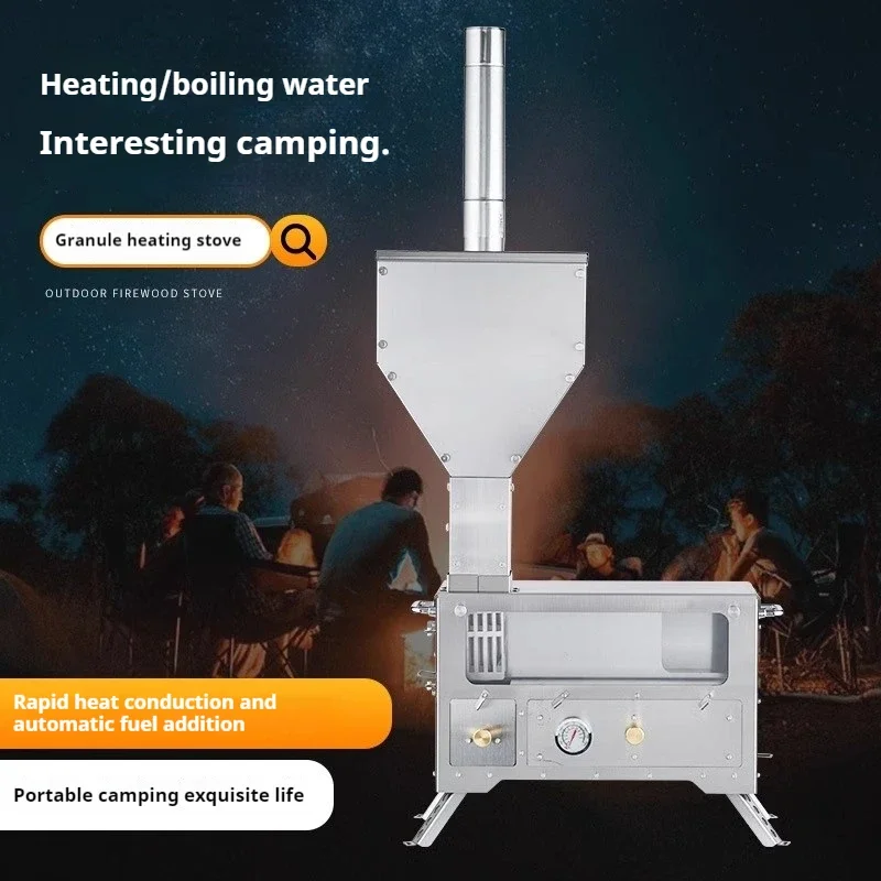 Portable Outdoor Fire Wood Heater Pellet Stove Stainless Steel Firewood Stove Cooking Furnace Camping Gear. 3