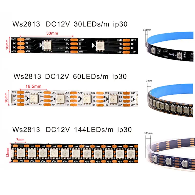 WS2811 WS2812 WS2813 WS2815 DC 5V 12V color-changing addressable and programmable LED light strips for colorful lighting - Image 8