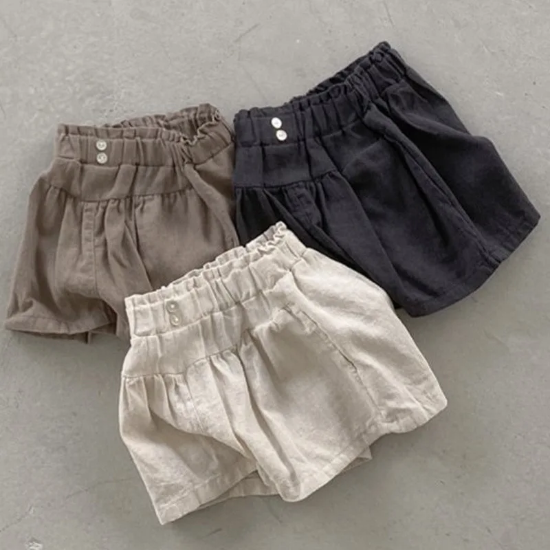 

girls baby summer clothes new children's pants foreign style comfortable cute small high waist wide leg pants casual shorts