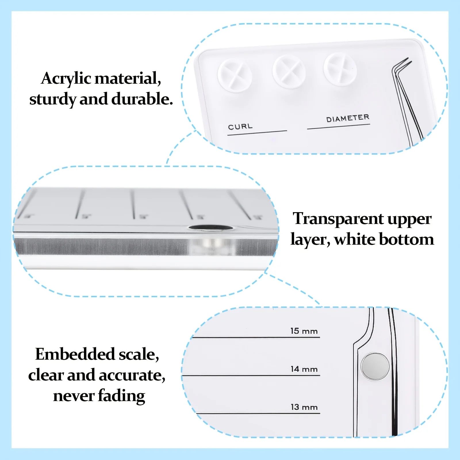 자석식 아크릴 속눈썹 디스플레이 보드 - 접착제 컵과 연습 패드가 있는 다기능 스테이션, 전문 속눈썹 연장용