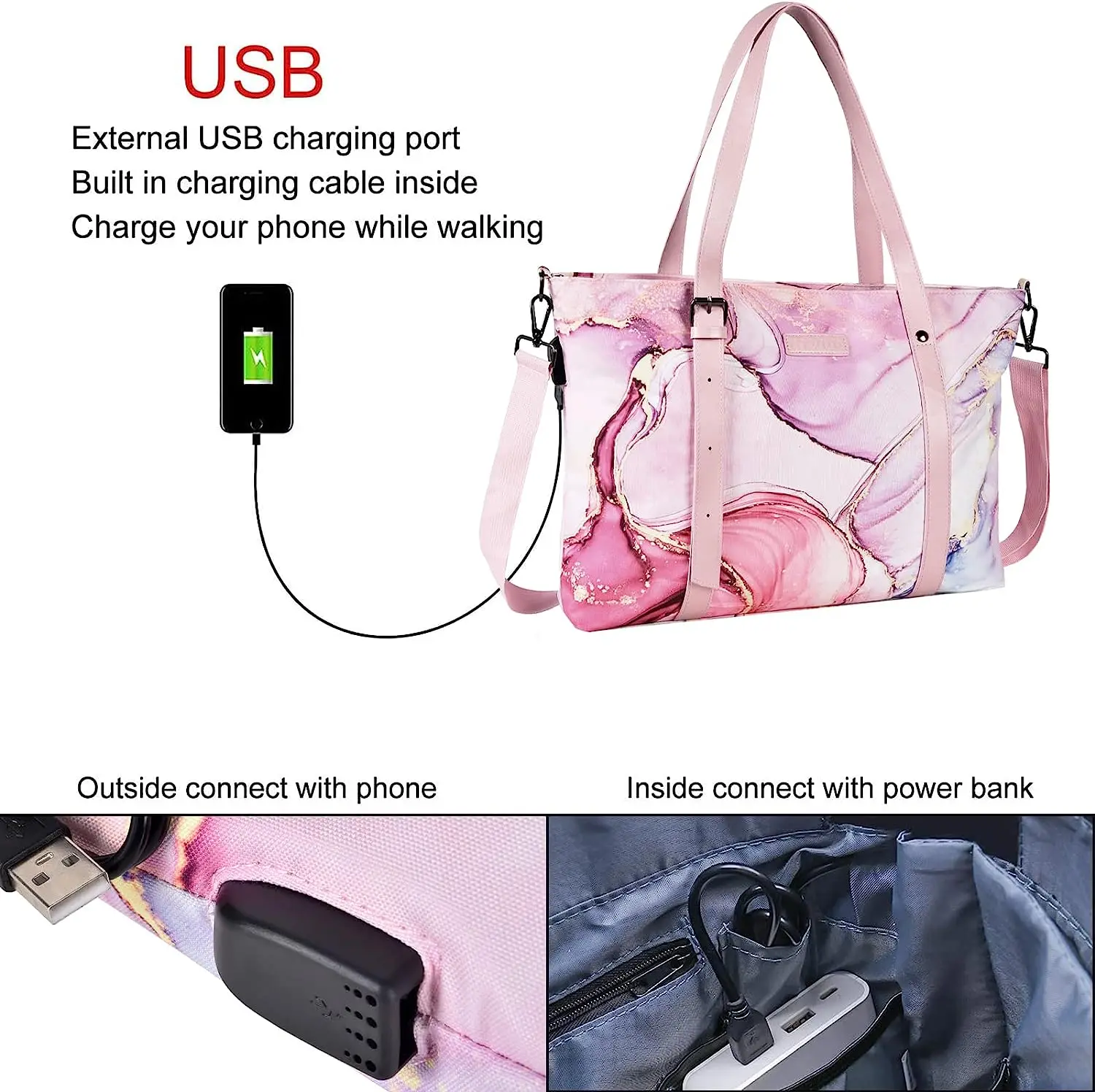 17-17.3 inch USB Port Laptop Tote Bag with Adjustable Top Handle Bag for Women 17-17.3 inch USB Port Laptop Tote Bag with Adjustable Top Handle Bag for Women