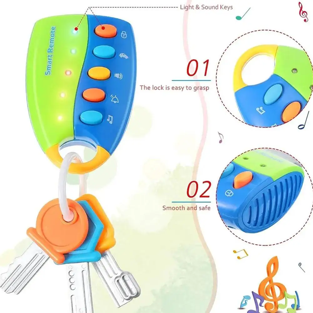 Car Remote Control Music Key Toy Early Education Anti-theft Lock Sound Making Toy Electric Numbers Learning Machine Gift