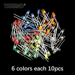 Vibrant 3mm LED Diode Pack: 100-Piece Assorted Color Kit (60pcs 6 Colors Kit)