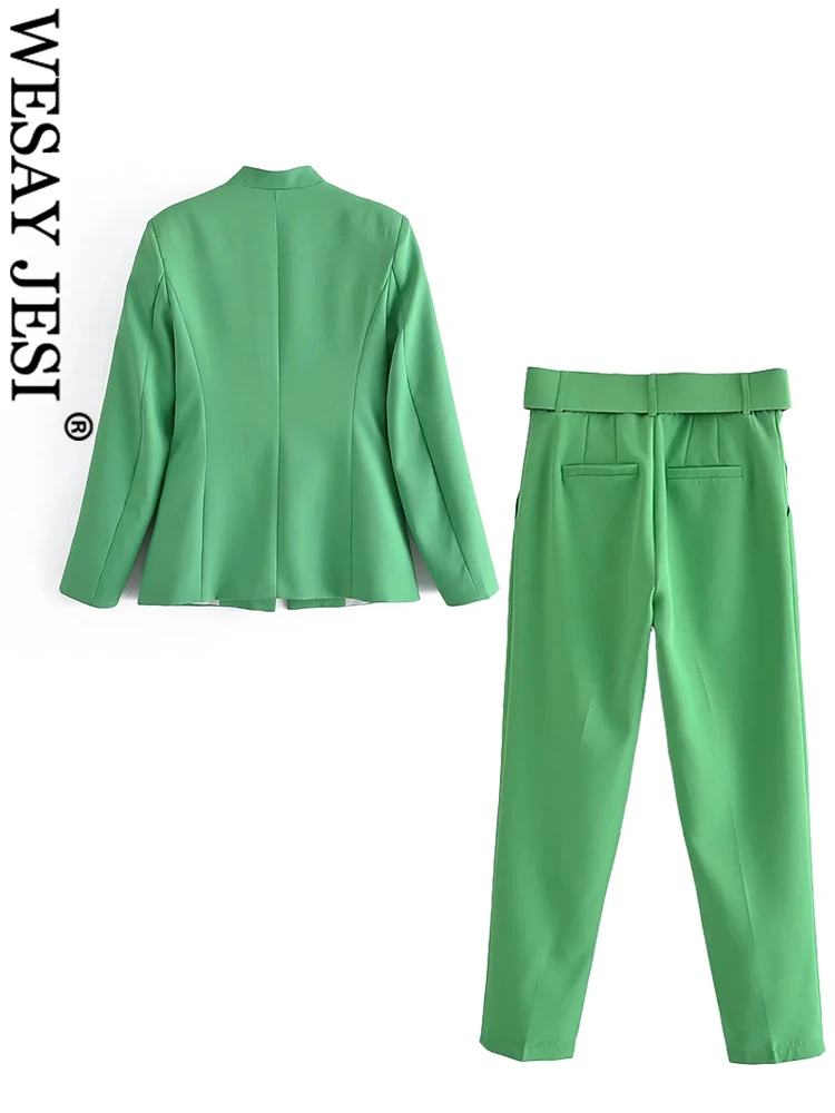 WESAY JESI TRAF Women's Office Suit Fashion Blazer Pantsuit Simple