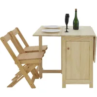 Solid Wood Folding Dining Table and Chair Set with Storage – Foldable Dining Table, Small Drop Leaf Kitchen Table 1