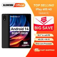 Alldocube iplay 60S 4G-LTE/WiFi Version 10.1" Tablet 4GB+8GB RAM 128GB ROM Android 14 OS 6200mAh Big Battery WiFi 6 1