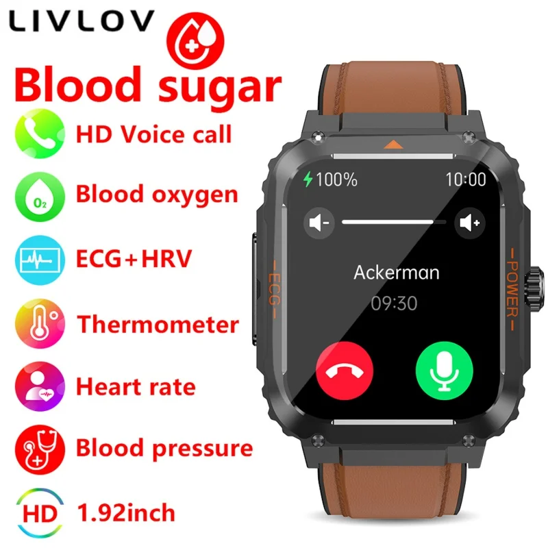 Cross-Border Et550 Smart Watch Outdoor Three-Proof Bluetooth Calling Ecg Blood Glucose Heart Rate Body Temperature Monitoring Ex